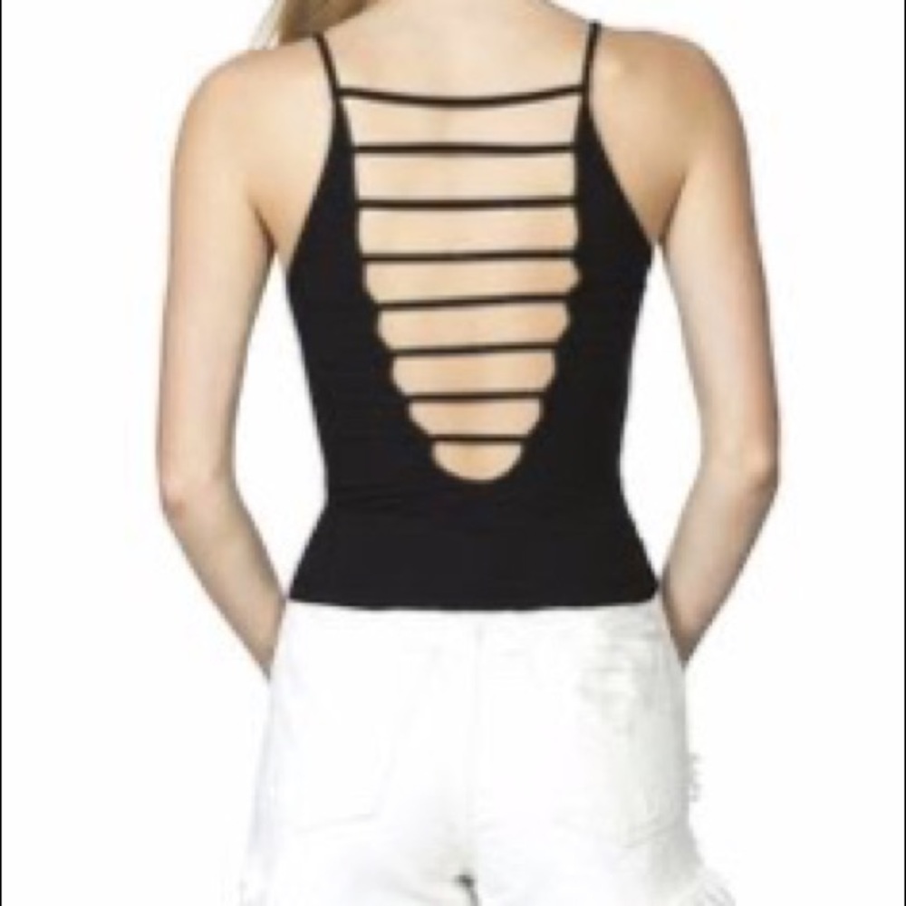 LF Emma & Sam Ladder Back Black Crop Top